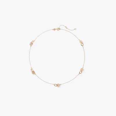 Tory Burch Icon Pavé Interlocking Necklace In Gold