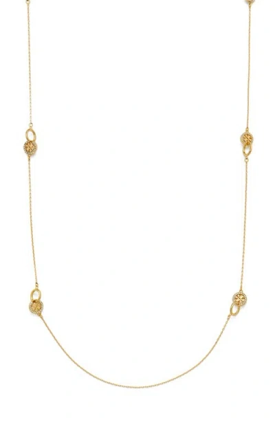 Tory Burch Icon Pavé Interlocking Station Necklace In Green