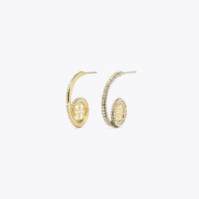 Tory Burch Icon Pavé Loop Earrings In Gold
