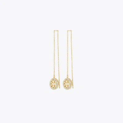 Tory Burch Icon Pavé Threader Earrings In Gold