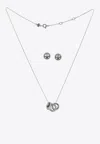 Tory Burch Icon Paved Necklace And Earrings Set In Silver