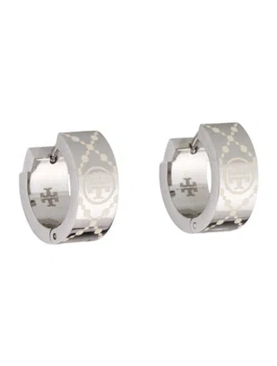 Pre-owned Tory Burch Icon Small Monogram Hoop Earrings In Multi