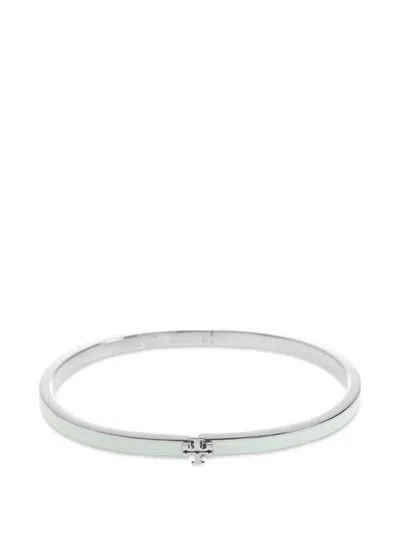 Tory Burch Icon Thin Enamel Bracelet In Silver