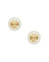 Tory Burch Kira Pearl Stud Earring In Gold/ivory