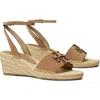 Tory Burch Ines Ankle Strap Espadrille Platform Wedge Sandal In Noisette
