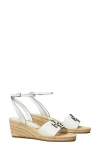 Tory Burch Ines Leather Double T Espadrilles In Gardenia