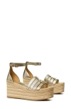 TORY BURCH INES ANKLE STRAP ESPADRILLE PLATFORM WEDGE SANDAL