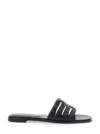 Tory Burch 'ines Cage' Black Sandals With Double T Motif In Leather Woman In Black