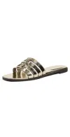 Tory Burch Ines Metallic Leather Slides In Spark Gold