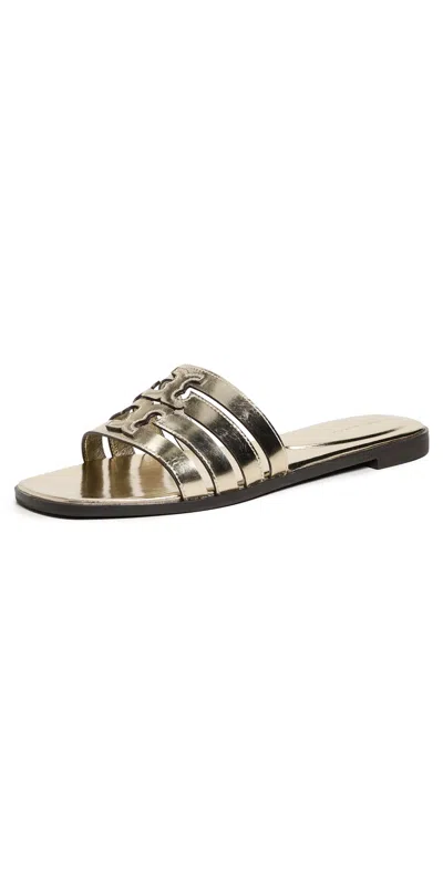 Tory Burch Ines Cage Slides Spark Gold