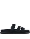 Tory Burch Bovine Leather Sandals With Comfortable Footbed In Blue
