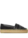 Tory Burch Multi Strap Platform Espadrilles With Cut-out Design In Black