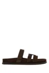 Tory Burch Slippers Ines In Pelle Scamosciata Cioccolato Donna In Multi