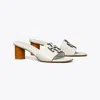 Tory Burch Ines Leather Logo Mule Sandals In Gardenia