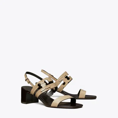 Tory Burch Ines Heeled Sandal In Stormy Gray/coconut