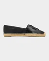 Tory Burch Ines Leather Double T Espadrilles In Perfect Bl
