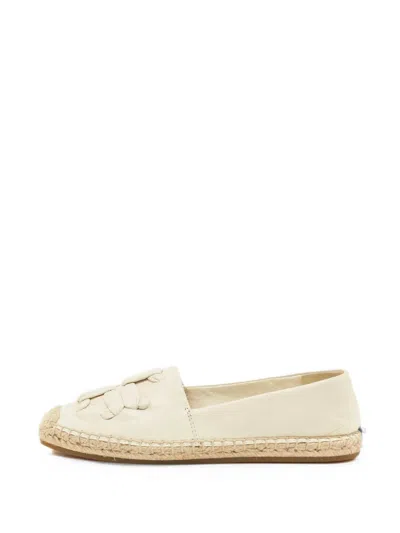 Pre-owned Tory Burch Ines Leather Espadrilles In Neutral