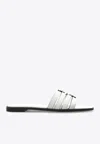 Tory Burch Ines Leather Flat Sandals In White