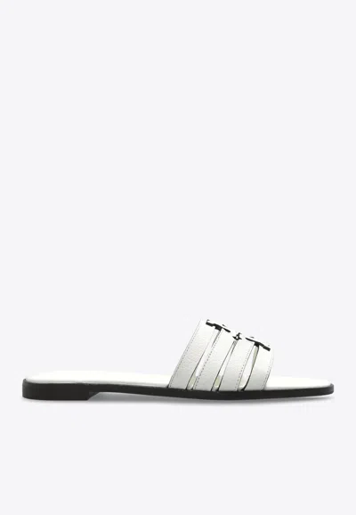 Tory Burch Ines Leather Flat Sandals In White