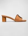 Tory Burch Ines Leather Logo Mule Sandals In Tan