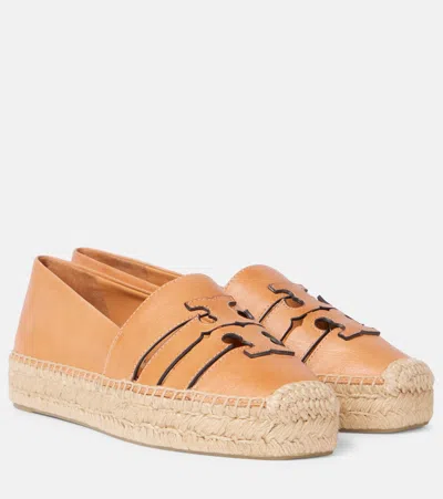 Tory Burch Ines Leather Platform Espadrilles In Neutrals