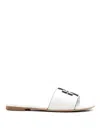 Tory Burch Slides In Nappa Leather With Monogram In White