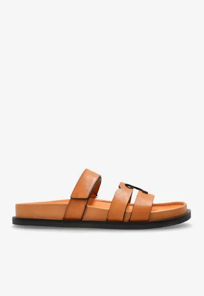 TORY BURCH INES LEATHER SLIDES