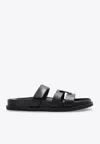 Tory Burch T-slide Leather Sandals In Black