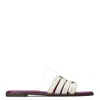 Tory Burch Ines Caged Leather Flat Slide Sandals In White