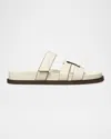 Tory Burch Ines Leather Triple-band Sport Mule Sandals In New Ivory