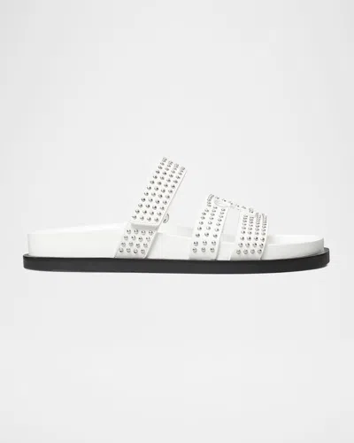 TORY BURCH INES LEATHER TRIPLE-BAND SPORT SLIDE SANDALS