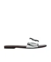 Tory Burch Double T Leather Slides In Black