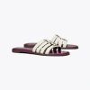 Tory Burch Woman Sandals White Size 7.5 Leather In Blanc/violet Wave