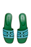Tory Burch Ines Cut-out Leather Slides In Skylight/spring Forest