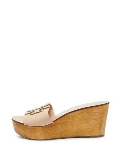 Pre-owned Tory Burch Ines Platform Wedge Sandals In Pink