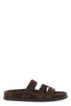 Tory Burch Slippers Ines In Pelle Scamosciata Cioccolato Donna In Brown