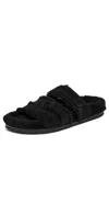 Tory Burch Ines Shearling Sport Slides Perfect Black/black In Multi