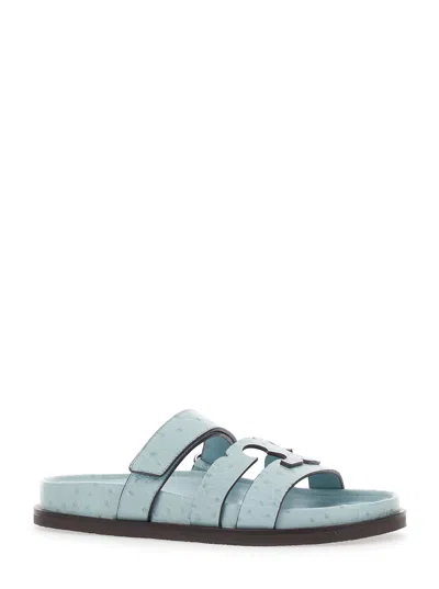 Tory Burch 'ines' Blue Sandals With Patch Logo On The Front