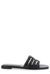 Tory Burch Ines Cage Black Sandals With Double T Motif In Leather Woman