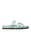 Tory Burch 'ines' Blue Sandals With Patch Logo On The Front In Green