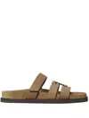 Tory Burch Ines Suede Triple-band Sport Mule Sandals In Brown