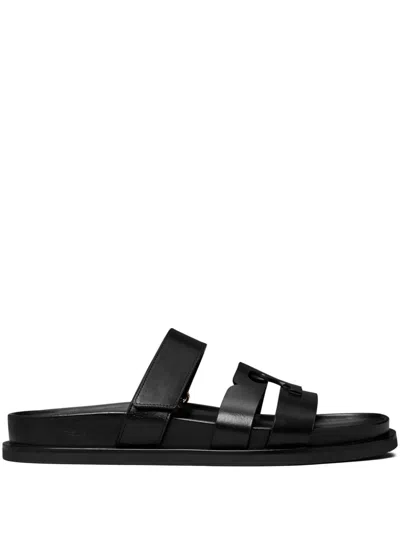 Tory Burch Ines Touch-strap Leather Sandals In Black