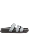 Tory Burch Anatomical Suede Slide Sandals With Cross-over Straps In Blue