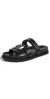 Tory Burch Ines Leather Triple-band Sport Mule Sandals In Black
