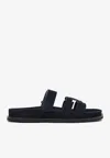 Tory Burch Ines Sport Suede Slides In Blue