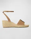 Tory Burch Ines Suede Double T Wedge Espadrilles In Noisette
