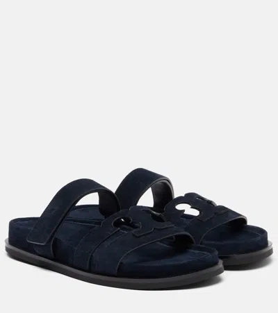 Tory Burch Ines Suede Slides In Blue