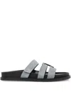 Tory Burch Anatomical Suede Slide Sandals With Cross-over Straps In Grey