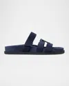 Tory Burch Ines Suede Triple-band Sport Mule Sandals In Blue