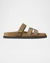 Tory Burch Ines Suede Triple-band Sport Mule Sandals In Brown